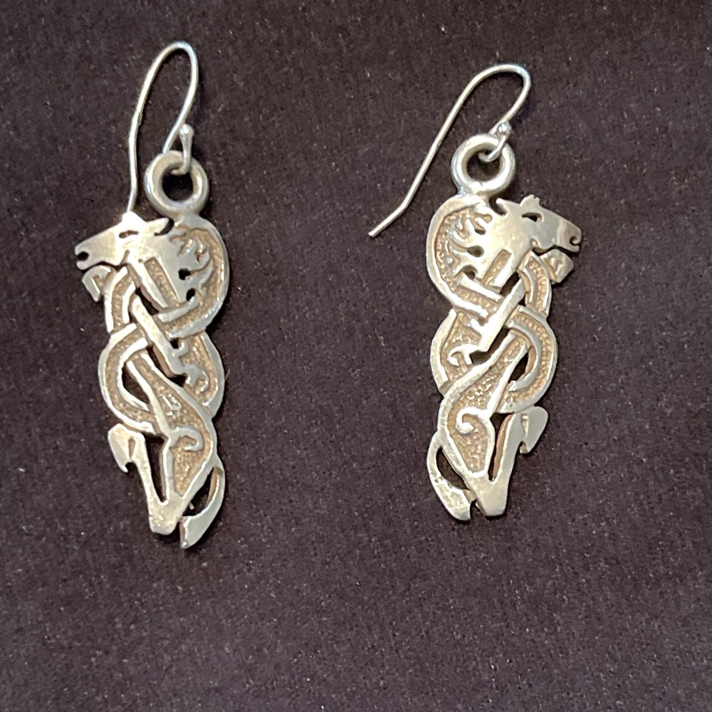 Celtic Handmade Unique Horse Earrings Sterling